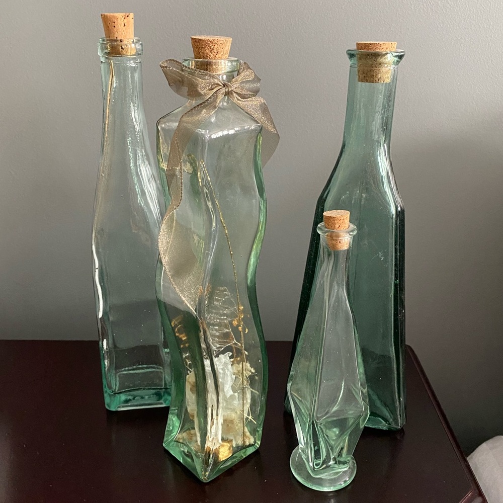 Green glass bottles